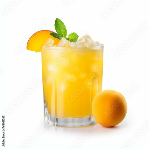 Fuzzy Navel Cocktail, isolated on white background