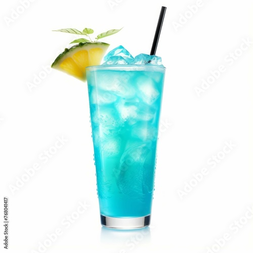 Blue Lagoon Cocktail, isolated on white background