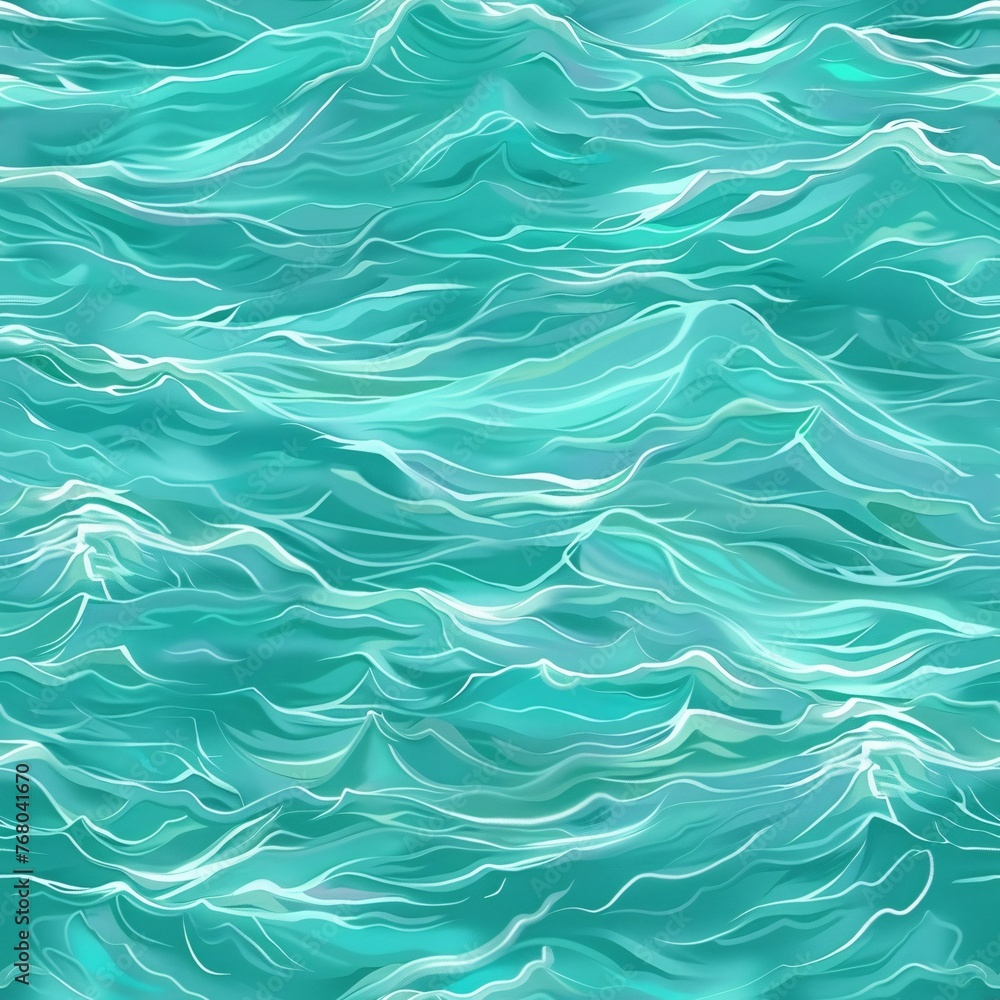 Fototapeta premium Blue waves on a seafoam green backdrop 03 - Perfectly repeating background pattern for your designs