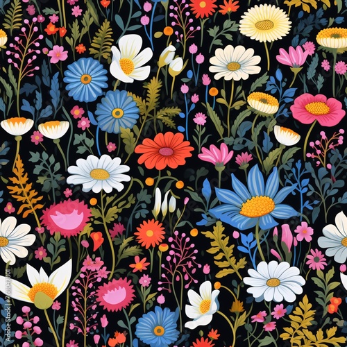 A meadow filled with wildflowers 01 - Perfectly repeating background pattern for your designs