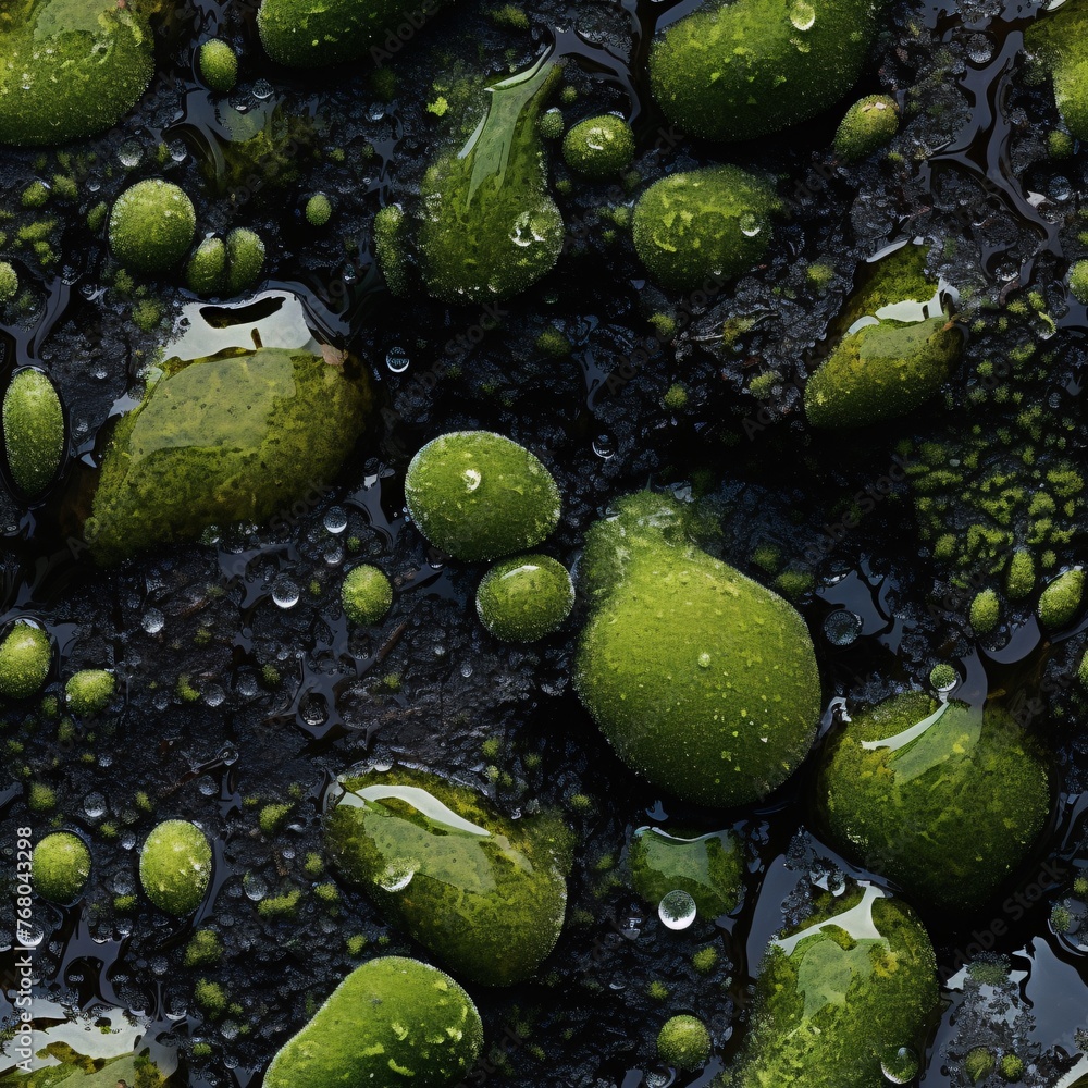 A cascade of waterfall droplets on mossy rocks 01 - Perfectly repeating background pattern for your designs A cascade of waterfall droplets on mossy rocks 01 - Perfectly repeating background pattern for your designs