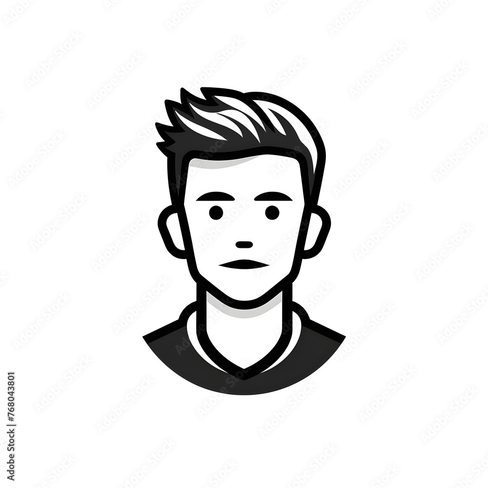 Man face black linear cartoon icon of user isolated on white background Man face black linear cartoon icon of user isolated on white background