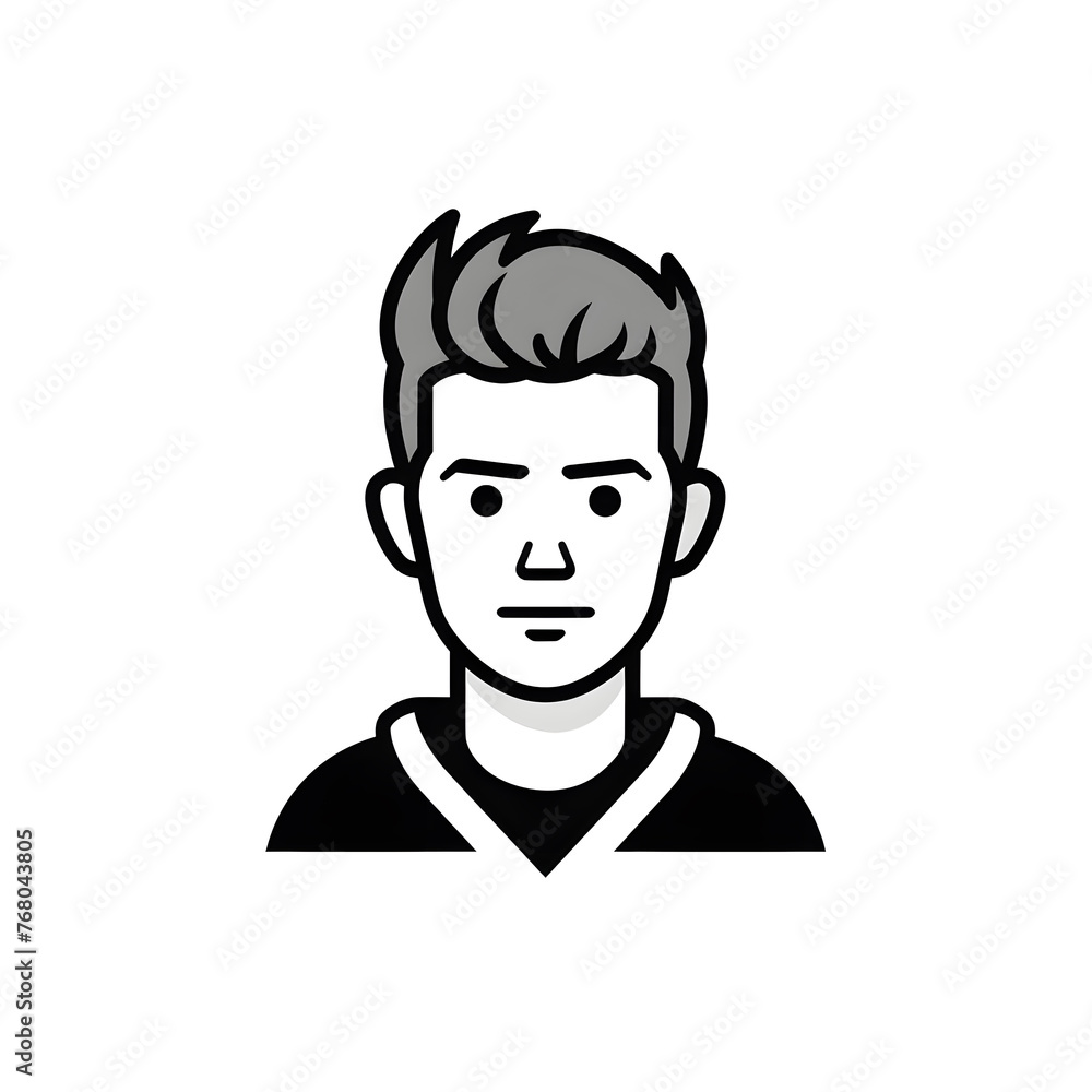 Man face black linear cartoon icon of user isolated on white background Man face black linear cartoon icon of user isolated on white background