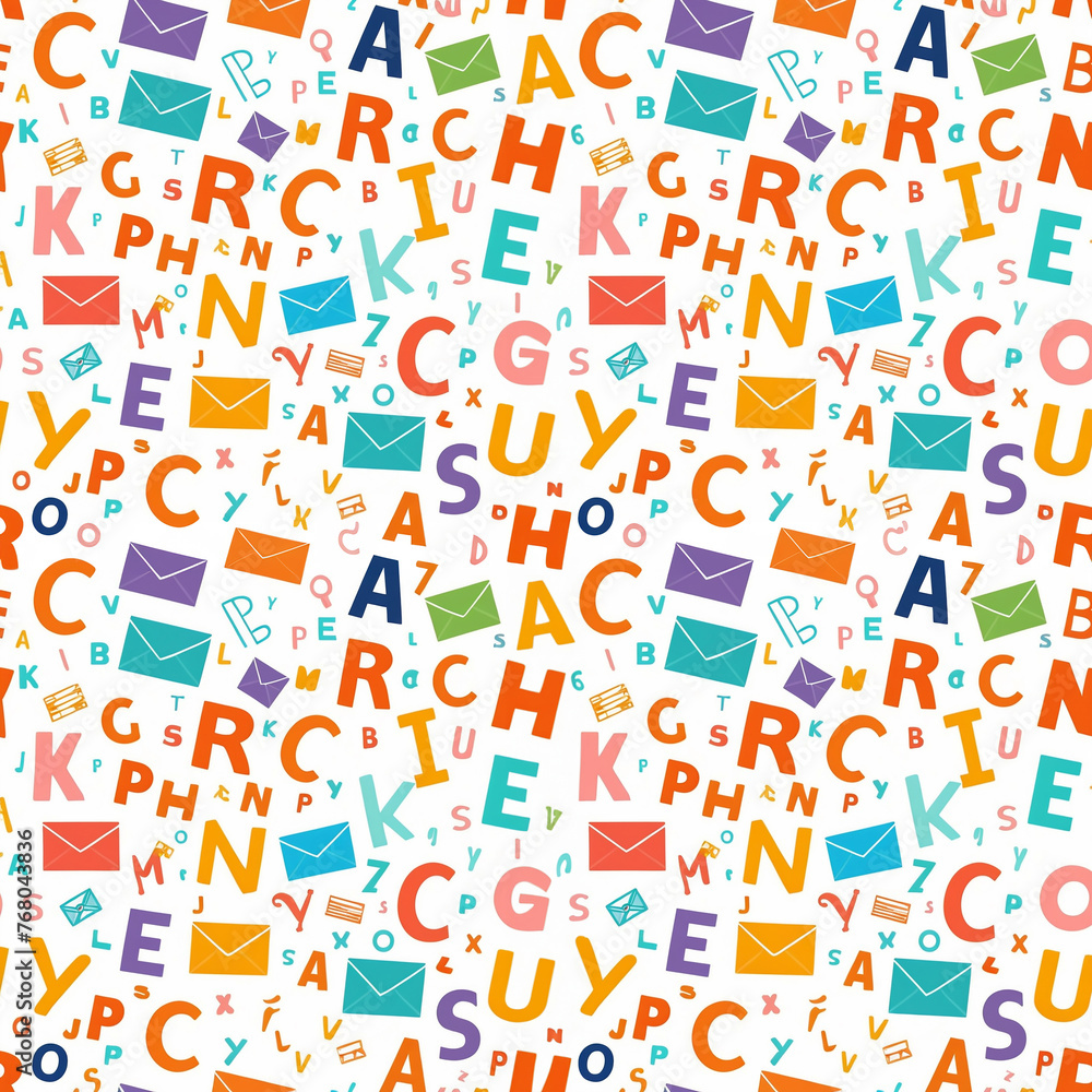 Seamless pattern with letters and number