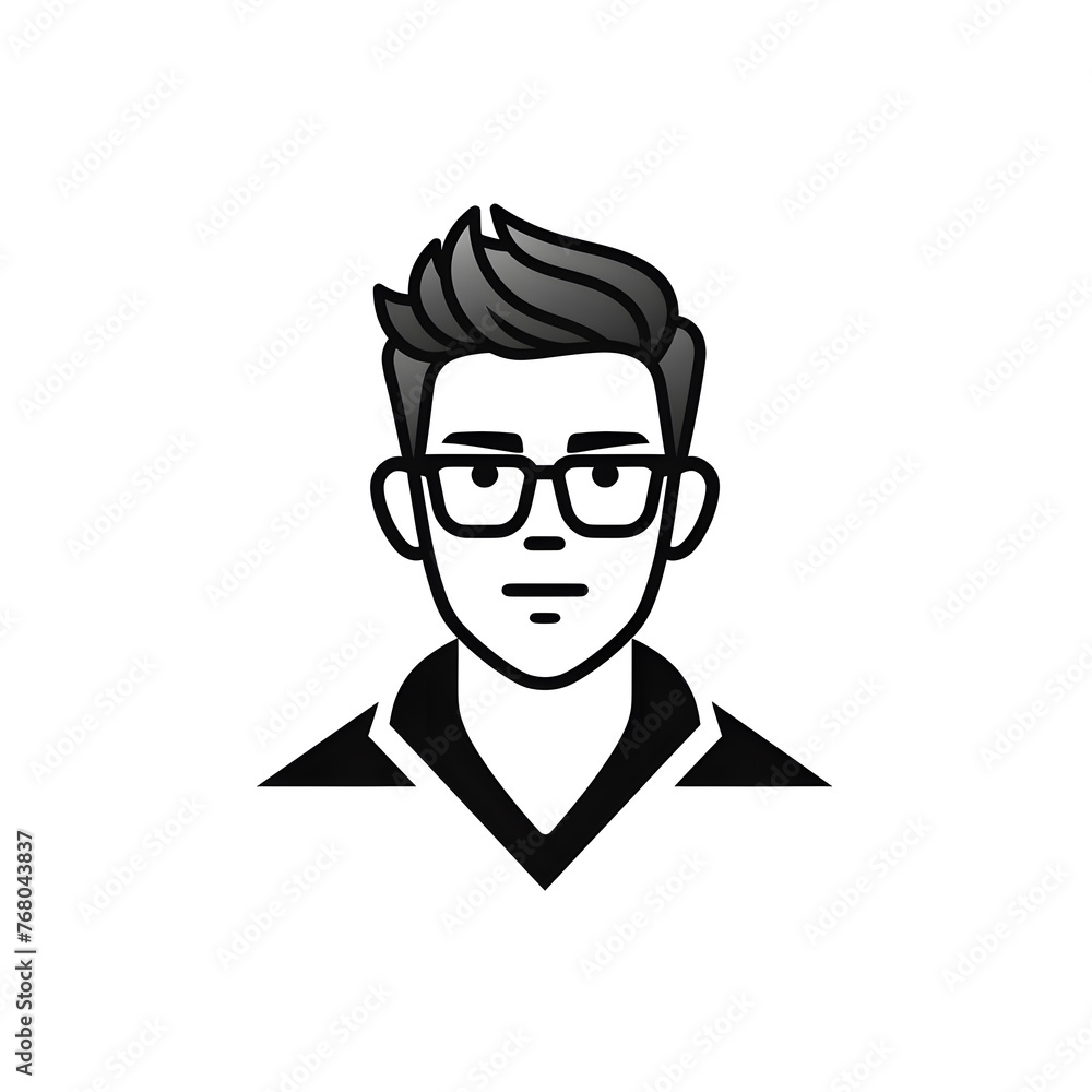 Man face black linear cartoon icon of user isolated on white background Man face black linear cartoon icon of user isolated on white background