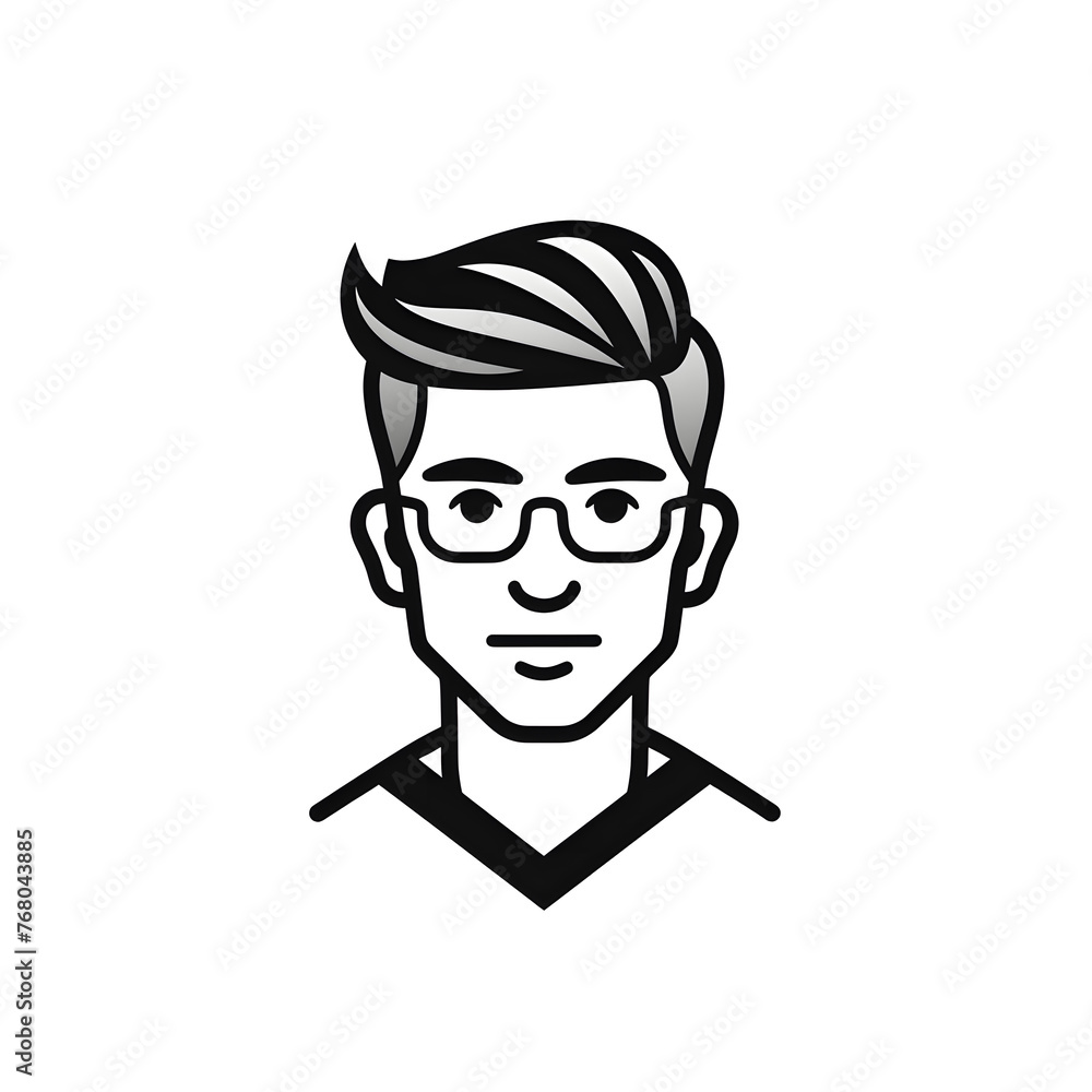 Man face black linear cartoon icon of user isolated on white background Man face black linear cartoon icon of user isolated on white background