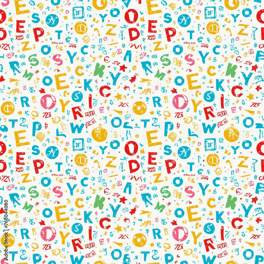 Seamless pattern with letters and number Seamless pattern with letters and number