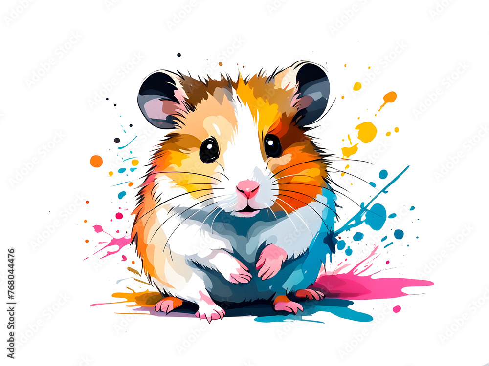 a cute colorful hamster drawn