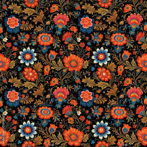 Seamless pattern with floral plant paintings
