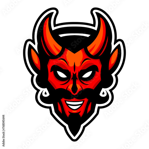 Suave Devil head with horns & mustache