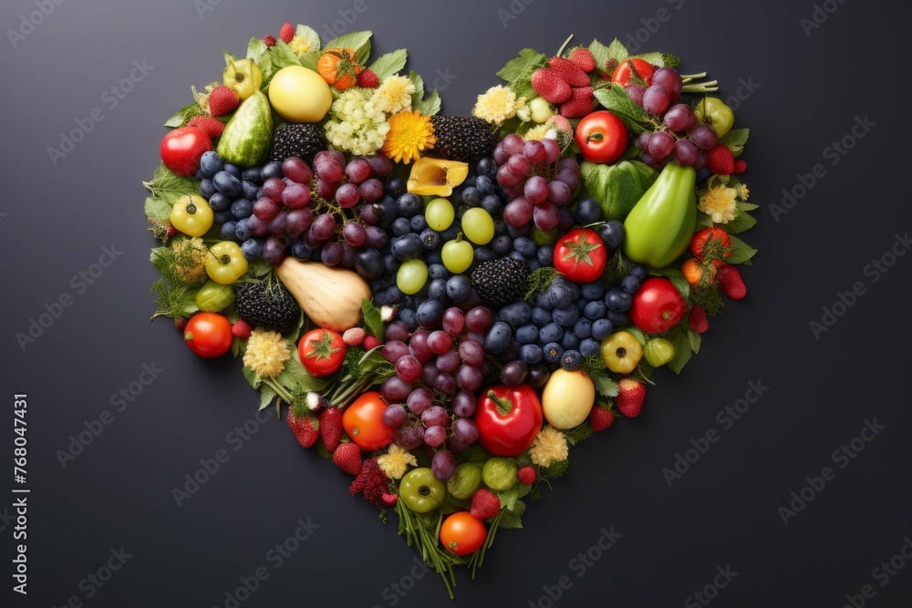A Heart-Shaped Fruit and Vegetable Wreath A Heart-Shaped Fruit and Vegetable Wreath