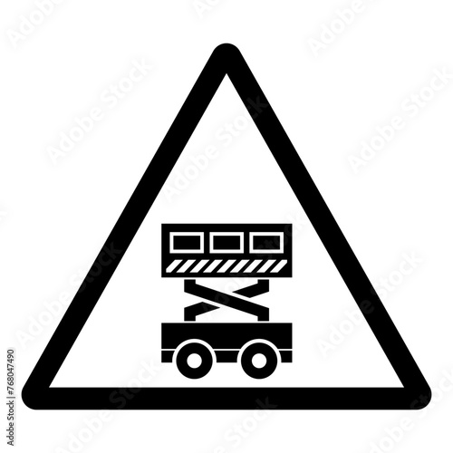 Scissors Lift In Operation Symbol Sign, Vector Illustration, Isolate On White Background Label .EPS10