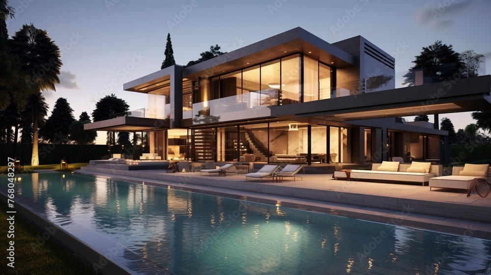 A photo of a Simple and Modern Mansion Design A photo of a Simple and Modern Mansion Design