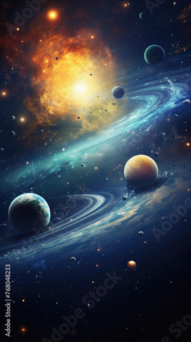 Planets and galaxy, science fiction wallpaper. Beauty of deep space. Billions of galaxies in the universe Cosmic art background