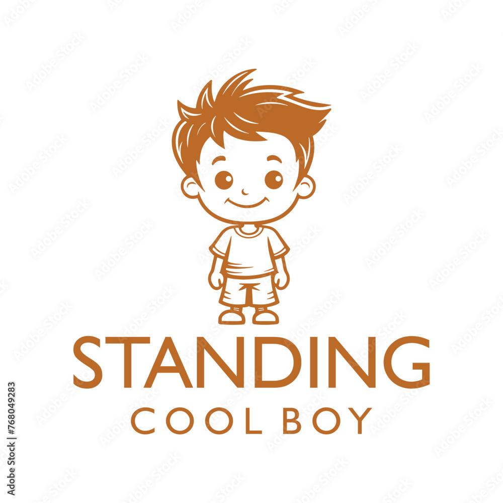 Standing cool boy logo vector illustration Standing cool boy logo vector illustration