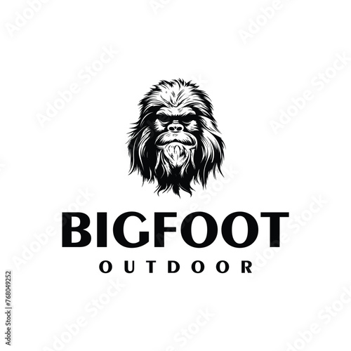 Bigfoot head outdoor logo vector illustration