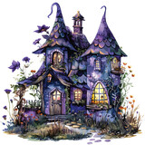 Fantasy Witch Watercolor Clipart Herb Witchs House