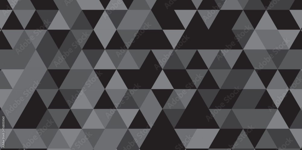 Abstract geometric black and gray background seamless mosaic and low polygon triangle texture wallpaper. Triangle shape retro wall grid pattern geometric ornament tile vector square element. Abstract geometric black and gray background seamless mosaic and low polygon triangle texture wallpaper. Triangle shape retro wall grid pattern geometric ornament tile vector square element.