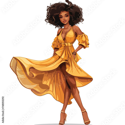 Fashion Black Girl Morning Dress Clipart clipart