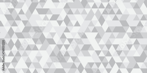 Abstract geometric white and gray background seamless mosaic and low polygon triangle texture wallpaper. Triangle shape retro wall grid pattern geometric ornament tile vector square element.