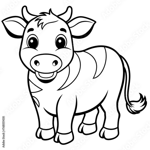 cow cartoon isolated on line art