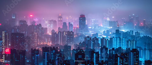 Urban skyline masked by PM 2.5, spotlighting urgent tech innovations and streamer awareness