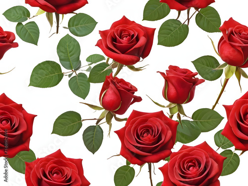 Red Roses Bouquet on White Background