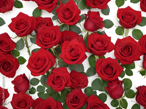 Red Roses Bouquet on White Background