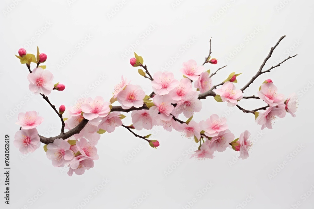 Fototapeta premium pink cherry blossoms against a white background