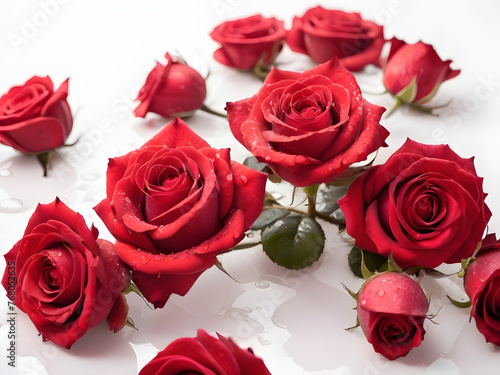 Red Roses Bouquet on White Background