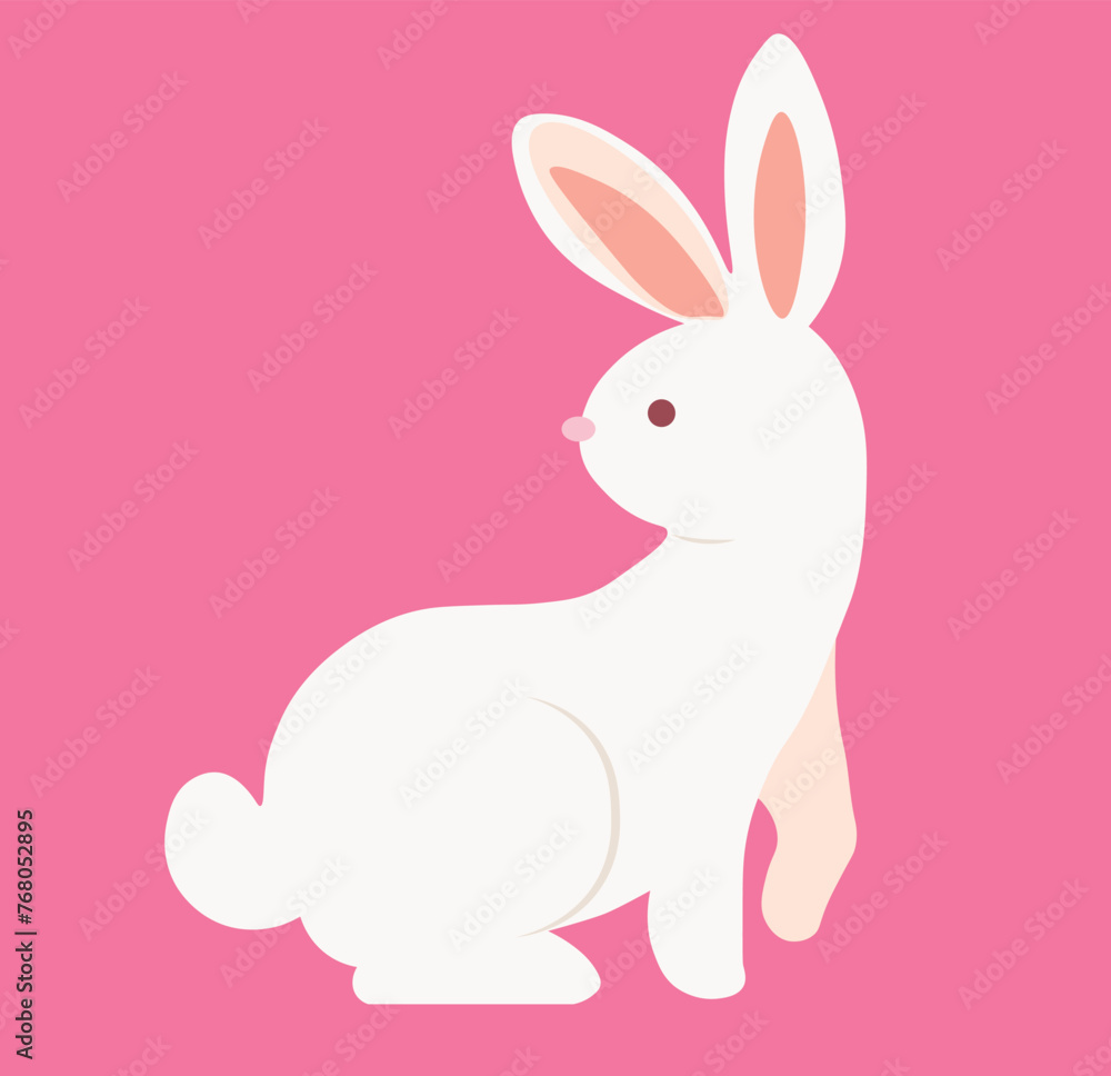 Obraz premium Easter white bunny holiday vector illustration 