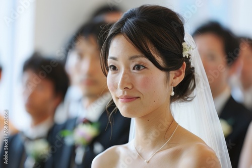 結婚式をする日本人カップルの自然な表情（結婚・夫婦・マリッジ）