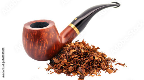 Smoking pipe and tobacco isolated on transparent background