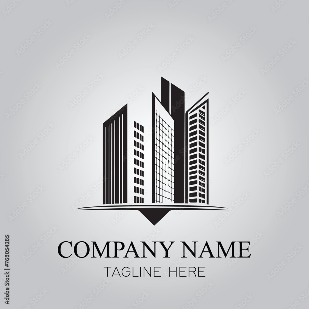 Property company logo black in white background vector image