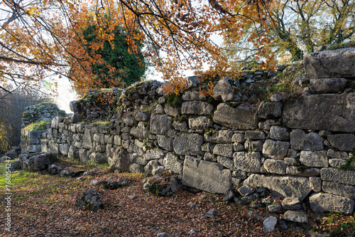 Part of the walls at the archaeological site of the Kalyva Castle in Thrace, Greece