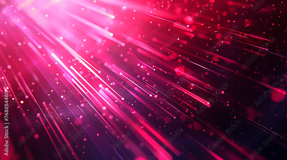 Fototapeta premium Elegant pink light rays with shiny particles.