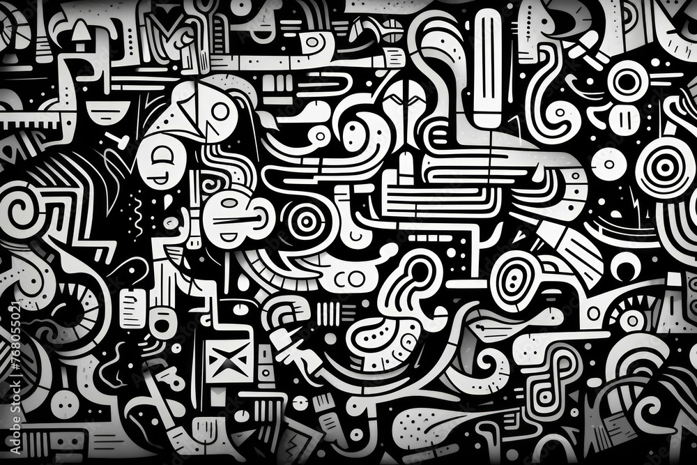 a black and white version of doodle hand drawn line art a black and white version of doodle hand drawn line art