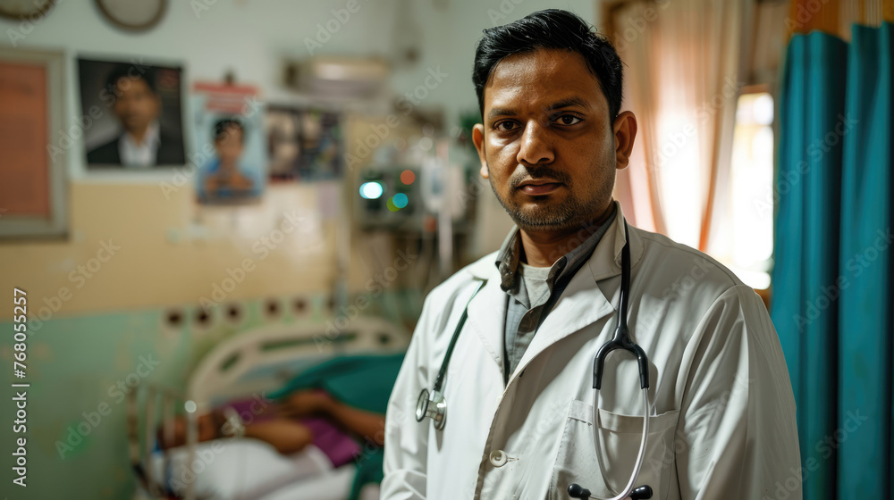 Obraz premium A doctor from India in a hospital room