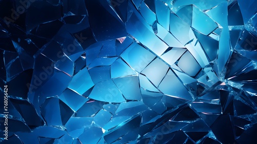 Shattered glass with blue theme illustration.