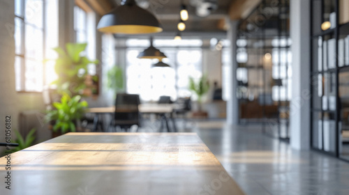Wallpaper Mural Blurred background of modern coffee shop with wooden table and chairs . Torontodigital.ca