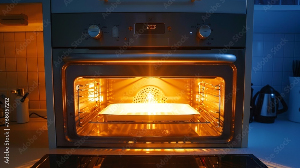Microwaves interior light glowing brightly as the appliance is in use Microwaves interior light glowing brightly as the appliance is in use