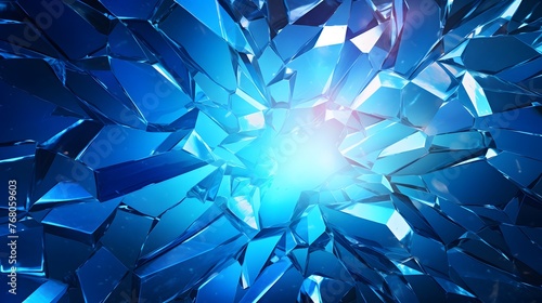 Shattered glass with blue theme illustration.