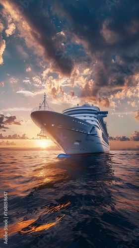 Dawn of a Sea Adventure Luxurious Cruise Ship Embarking on an Exclusive Ocean Voyage