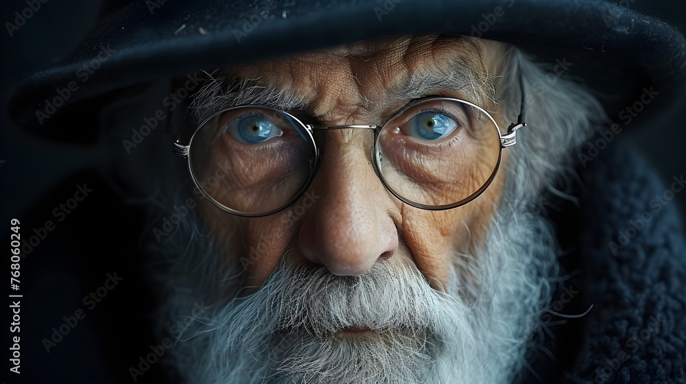 Close-up portrait of an old man wearing glasses Close-up portrait of an old man wearing glasses