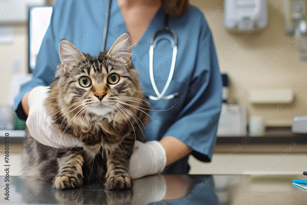 Cat on Exam Table With Veterinarian Cat on Exam Table With Veterinarian
