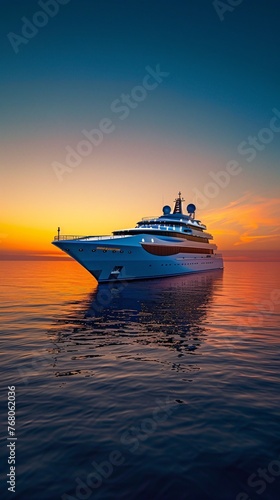 Dawn of a Sea Adventure  Luxurious Cruise Ship Embarking on an Exclusive Ocean Voyage © Saran