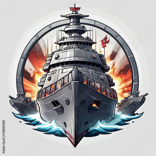 War Ship Logo Design Very Cool