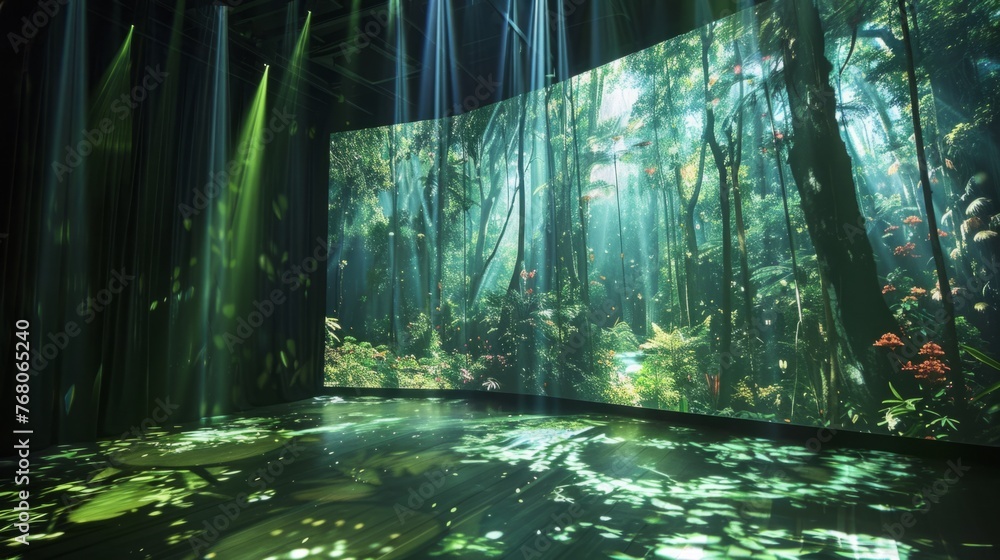 Enormous Screen Displaying Forest Scene
