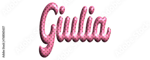 Giulia  - pink color with dots, fabric style -name - three-dimensional effect tubular writing - Vector graphics - Word for greetings, banners, card, prints, cricut, silhouette, sublimation