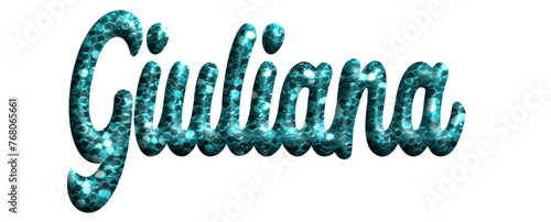 Giuliana - glitter light blue, fabric style - name - three-dimensional effect tubular writing - Vector graphics - Word for greetings, banners, card, prints, cricut, silhouette, sublimation
